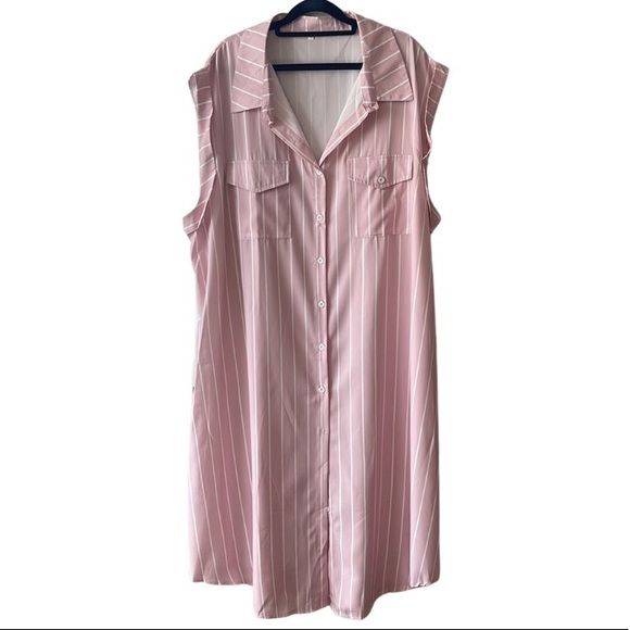 SHEIN | Sleeveless Plus Size Shirt Dress | Pink Size 5X - Picture 1 of 11